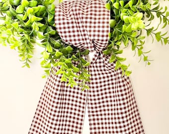 Fall Wreath Sash/Fall Wreath Decor/Brown White Gingham Wreath Sash/Pumpkin Wreath/Brown White Wreath Sash/Boxwood Wreath Fabric Sash/Sash
