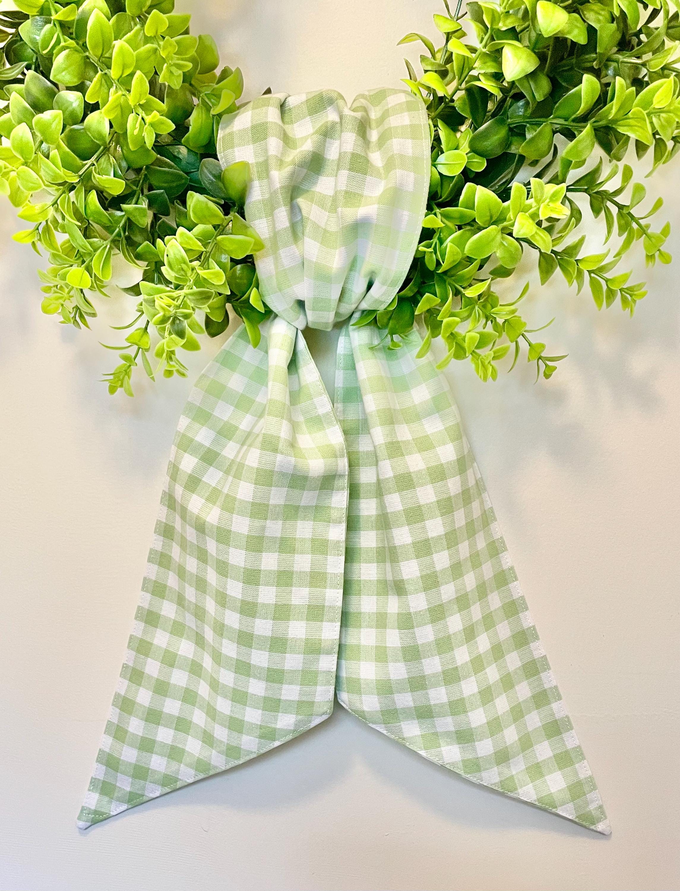 Spring Sashes Green Gingham Wreath Sash/ Spring Wreath Sash/wreath Sash/easter Wreath ...