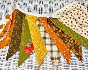 Fall Fabric Banner/Fall Fabric Garland/Fall Fabric Bunting/Fall Home Decor/Pumpkin Fabric Banner/Fall Harvest Fabric Banner/Fall Leaves