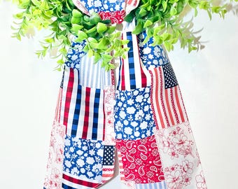 Patriotic Patchwork Fabric Wreath Sash/Patriotic Wreath Sash/Wreath Decor/Wreath Sash/Summer Wreath Sash/5 inches wide x 43 inches long