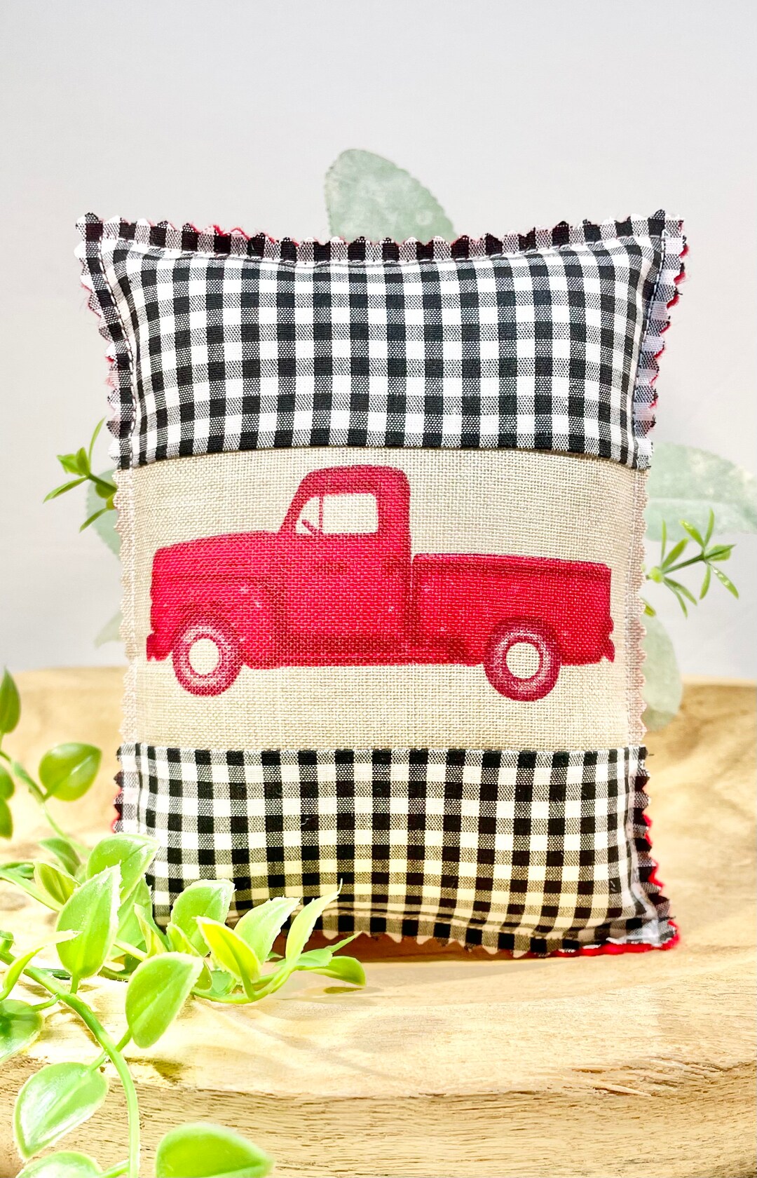 Red Truck Mini Pillow/little Red Truck Tiered Tray Mini Small Pillow