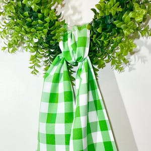 Green Gingham Wreath Sash/Wreath Decor/Spring Gingham Wreath Sash/Summer Wreath Sash/Thanksgiving/Boxwood Wreath Fabric Sash/Sash/Door Decor