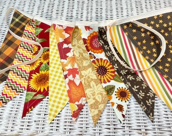 Fall Fabric Banner/Fall Fabric Garland/Fall Fabric Bunting/Fall Home Decor/Pumpkin Fabric Banner/Fall Harvest Fabric Banner/Fall Leaves