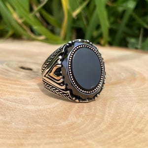 Oval Onyx Silver Men Ring, Black Onyx Men Silver Ring, Handmade Silver Ring, 925 Sterling Silver, Black Onyx Silver Ring, Gift For Men