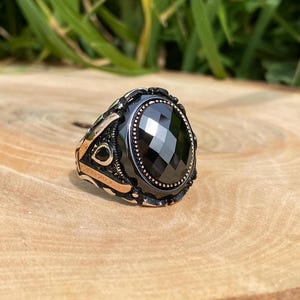Oval Onyx Silver Men Ring, Black Silver Men Ring, Handmade Oxidised Men Silver Ring, Black Onyx Men Ring, 925 Sterling Silver, Gift For Men