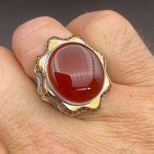 Natural Red Agate Silver Ring, Handmade Men Silver Ring, 925 Sterling Silver, Large Silver Ring, Men Ring, Gift For Men, Gift For Him