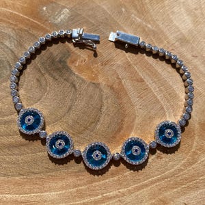 Tennis Bracelet, Evil Eye Bracelet, EvilEye Bracelet, Tennis Silver Bracelet, Silver Bracelet, 925K Sterling Silver, Evileye Gift For Women