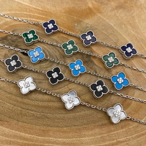 Clover Bracelet, 10 MM Clover Bracelet, Four Leaf Clover Bracelet, 925 Sterling Silver, Natural Gemstone, Gifr For Him, Birthday Gift