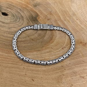 5 MM Byzantine Chain Bracelet, 925 Sterling Silver, Oval Byzantine Chain Link Bracelet, Silver King Chain Bracelet, Gift For Men