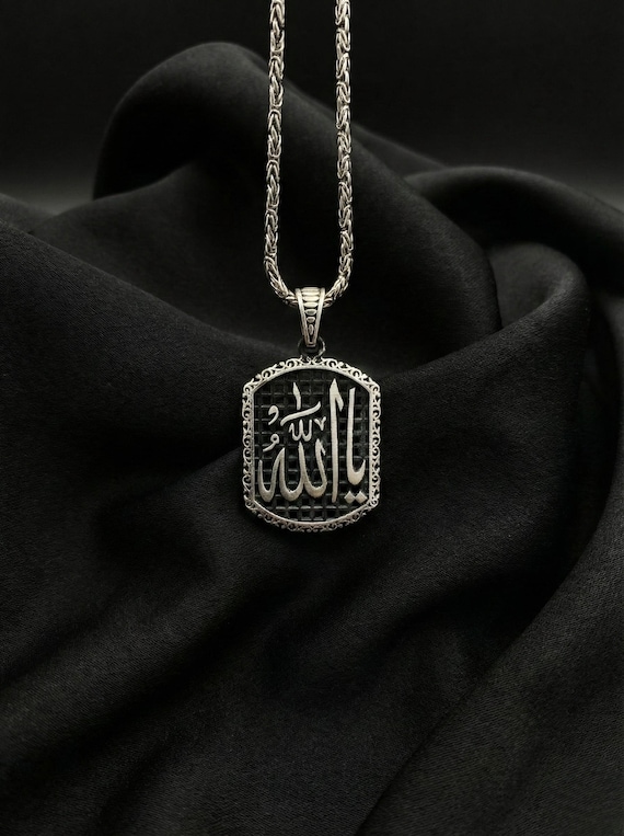 silver allah chain for men