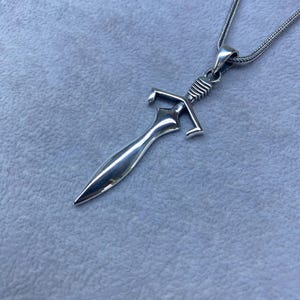 Warrior Sword Necklace, Handmade Silver Pendant Necklace, Long Sword Necklace, 925 Sterling Silver, Gift for Him