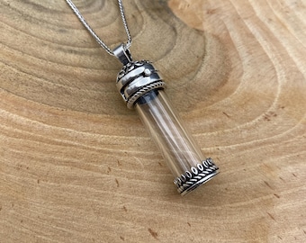 Silver Prayer Box Necklace, Glass Prayer Box Pendant, Vintage Box Pendant, Silver Pendant, Silver Pendant Necklace, 925 Sterling Silver