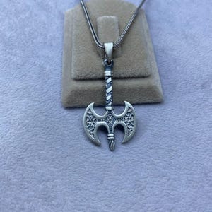 Viking Axe Necklace, Warrior Axe Necklace, Vintage Axe Necklace, Foxtail Chain, Axe Silver Necklace, 925 Sterling Silver, Birthday Gift&#39;s