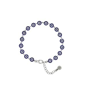 Pulsera de plata de 925 k con diseño de ojo malvado, pulsera protectora, joyería con diseño de ojo malvado, pulsera con cuentas de ojo malvado, regalo minimalista personalizado para mujer