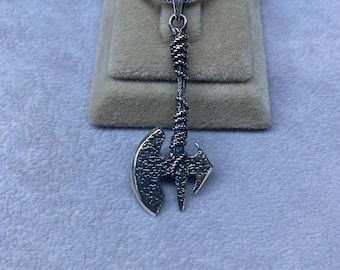 Viking Axe Necklace, Warrior Axe Silver Necklace, Handmade Silver Jewelry, Axe Pendant, Men Silver Jewelry, 925 Sterling Silver