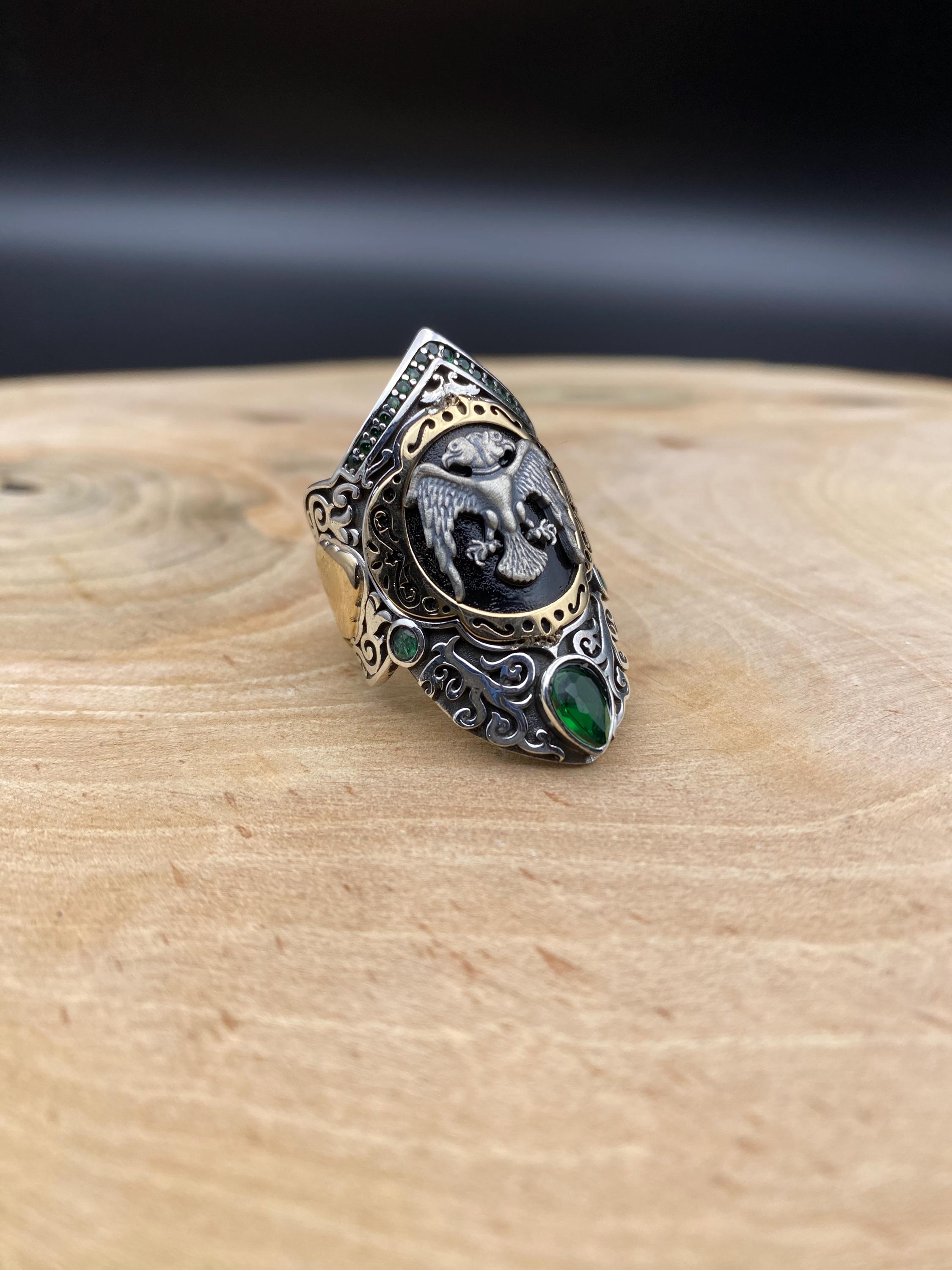 KAMBO Anello Albanese In Argento Sterling 925 Massiccio Da - Foto 3