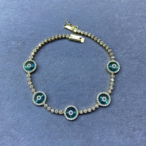 Tennis Bracelet, Evil Eye Bracelet, EvilEye Bracelet, Tennis Silver Bracelet, Silver Bracelet, 925K Sterling Silver, Evileye Gift For Women