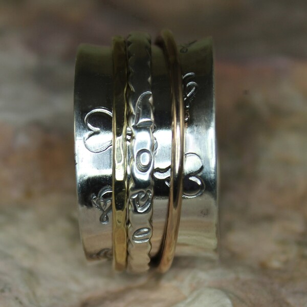 Spinner Ring "Love" with Brass & Bronze