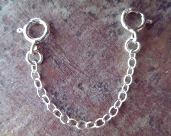 Sterling Silver Safety Chain Extender - Lobster Clasp, Nickel Free, Jewelry Extension