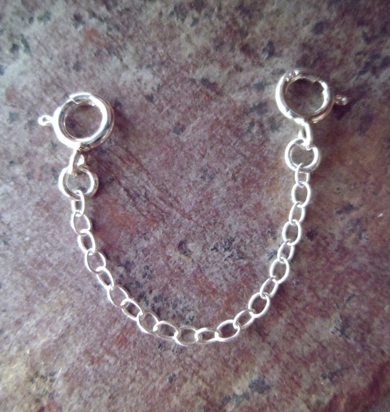Sterling Silver 2 Safety Chain for Bracelets Genuine .925 Fine Jewelry