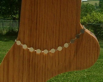 11" Anklet - Polished Disc Stainless Steel Ankle Bracelet - 11 inch anklet - FREE SHIPPING