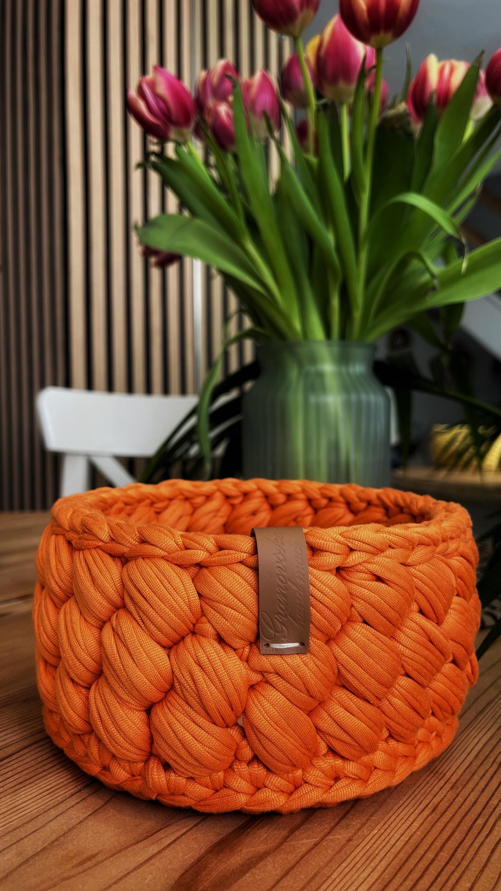 Handmade knit basket-Organizer basket-Gift idea