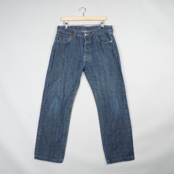 Levis 501 Jeans Mens W34 L32 Blue Denim Regular Fit Straight
