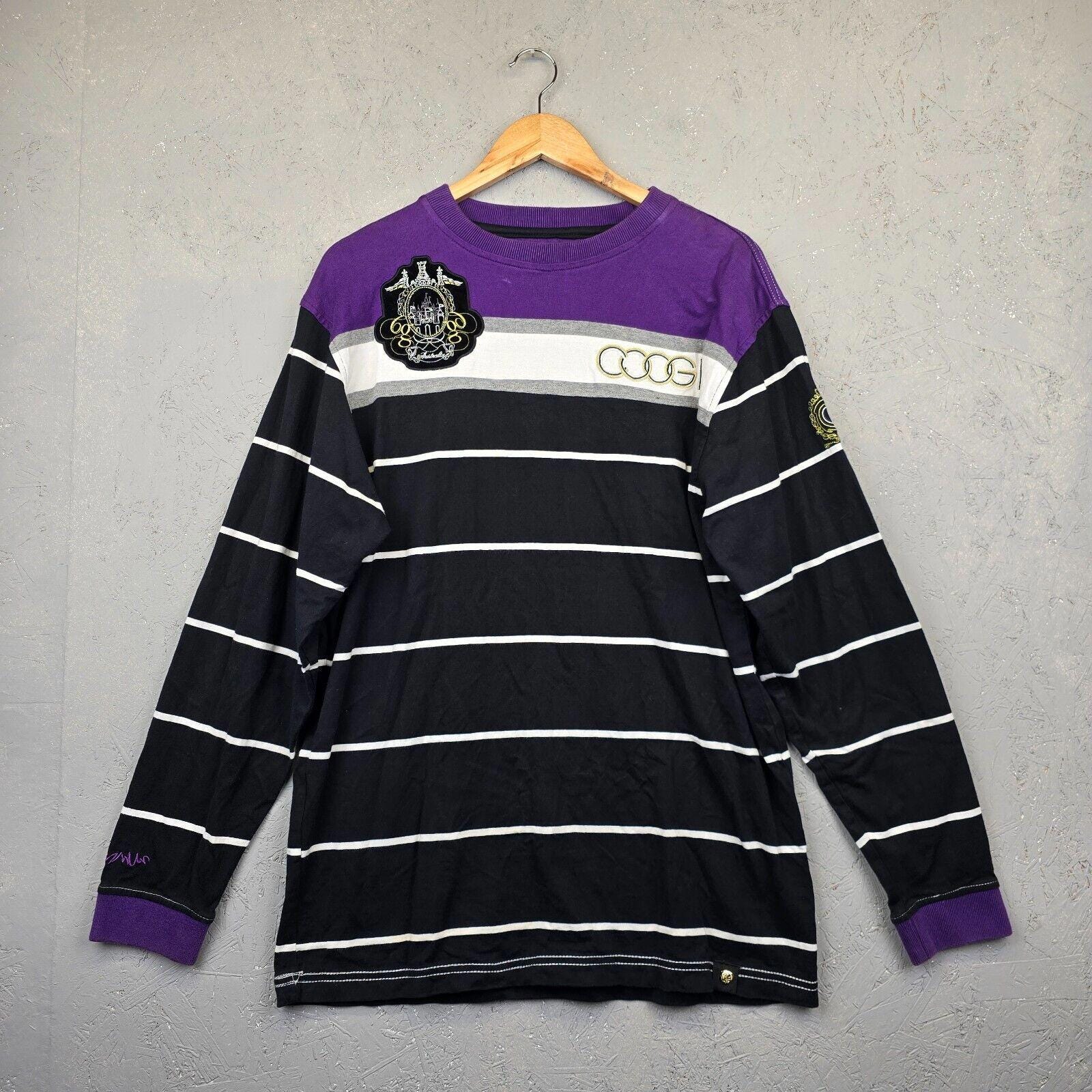 COOGI ロングTシャツ COOGI T-shirt Mens L Purple Black Striped Long Sleeve
