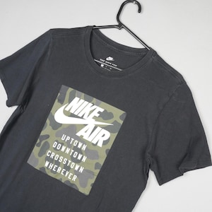 Nike Air T-Shirt Mens Small Black Camo Graphic Print Short Sleeve Athletic Cut