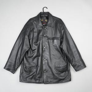 Vintage Sardar Leather Jacket Mens XXL Black Button Up Heavyweight Lined 90s B65