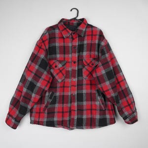 Tweed River Outfitters Shirt Mens Large Red Plaid Wool Flannel Padded Lined B60