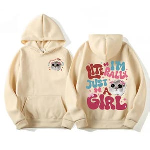 私は文字通りただの女の子です 悲しいハムスター パーカー、かわいいパーカー、ミーム パーカー、面白いパーカー、トレンディなパーカー、原宿ファッション、特大パーカー