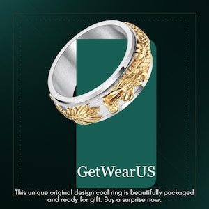 Fidget Dragon Ring,  Anxiety Ring, Worry Ring, Spinner Ring for Stress Relief, Anxiety Ring, Stainless Steel Ring for Men