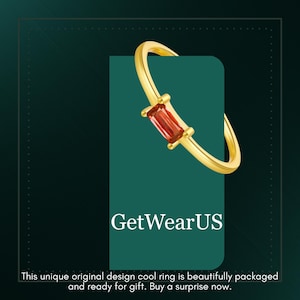 Baguette Birthstone Ring, Stackable Gemstone Ring, Perfect for Everyday, Luxury Colorful Zircon Jewelry, Gifts for Mom