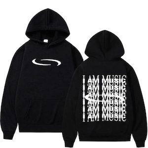 I AM MUSIC Logo Hoodie, Herren Streetwear, Y2K Hoodie, Retro Hoodie, Rapper Hoodie, trendiger Hoodie, Vintage Hoodie, Hip Hop Hoodie