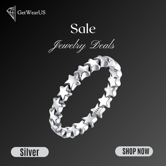 Winziger kleiner Stern Infinity Ring, Stern Eternity Ring, Silver