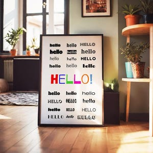 Hello Print Typography Poster, Welcome Entryway Hello Printable Digital Wall Art, Hi Quote, Typography Poster, Digital Download, Hi Poster