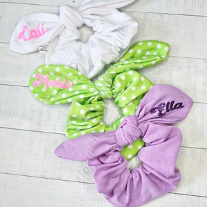 Monogram Scrunchies, Personalized Scrunchies, Girls&#39; Scrunchies, VSCO, Scrunchie, Hair Ties, Scrunchie Hair Ties, Bunny ear Scrunchies