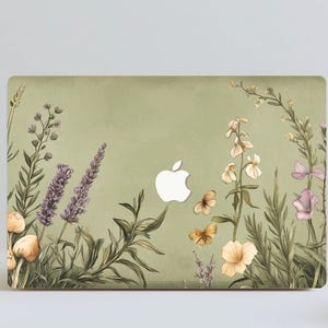 Cottagecore Floral MacBook Shell Case - Vintage Aesthetic Laptop Cover for MacBook Air/Pro 13 14 15 16 Inch | Personalized Name Case Cover
