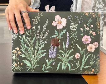 Botanical Floral MacBook Case: Dark Cottagecore Laptop Cover