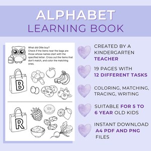Printable alphabet worksheet for toddlers, Preschool educational activity sheets, PDF alphabet with pictures, Alphabet activity for kids