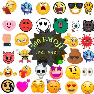 300 Emoji Stickers Png Pack, Emoji Bundle, Sublimation, Funny Emoji, Emoji Icons, Discord Emoji, Emoji CDR, World Emoji Day, Emoji Face