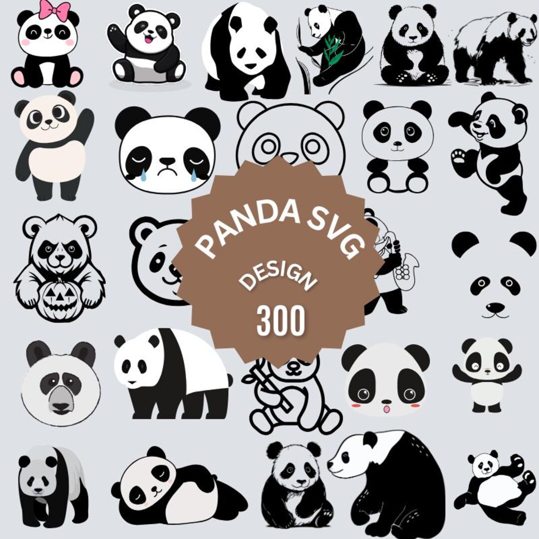 300 Panda SVG, Panda Clipart, Svg Files and Outline Svg, Panda Line Art ...