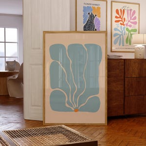 Stampa di fiori blu, decorazione da parete blu, download digitale, stampe artistiche da parete con fiori blu, decorazione da parete con fiori botanici, stampa estetica minimalista