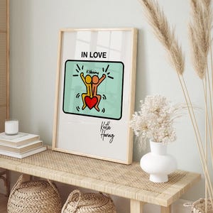 Keith Haring In Love Heat Poster, Exhibition Print Art , Love Heart Print Art, Keith Haring Print Art, Pop Art Poster Digital Download