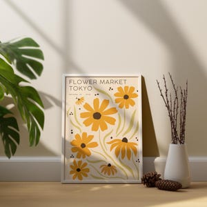 Retro Flower Market Tokyo Poster Abstract Botanical Wall Art Boho Flower Art Matisse Flower Market Prints Digital Print Art Floral