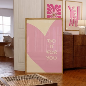 Arte murale con cuori rosa, decorazione per la stanza preppy, arte stampabile, arte murale alla moda per dormitori, decorazione per la stanza del college, stampa estetica, arte astratta con cuori rosa