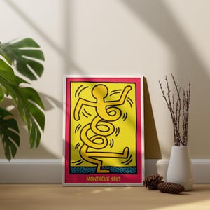 Keith Haring Montreux Poster Download, Keith Haring Print Art, Haring Wall Art, Trendy Exhibition Poster, Pop Art Poster, Gallery Wall Art