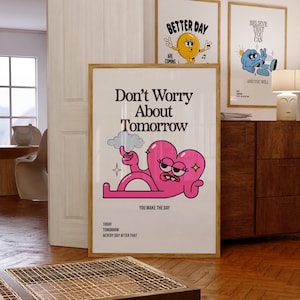 No te preocupes por el mañana Cita inspiradora Imprimible Descarga digital Cita motivacional Imprimible Arte Regalo para seres queridos Póster retro