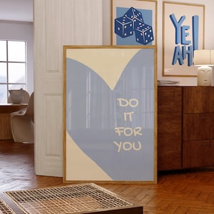 Hart kunst aan de muur, lichtblauwe en witte prints, trendy muurprints, studentenhuisdecoratie, blauwe posters, digitale download, esthetische kunstafdrukken